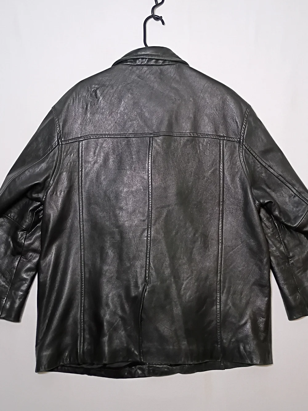 Brandini Le Collezioni Mens Black Leather Insulated Car Coat XL